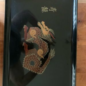 Couroc gold inlay dragon tray